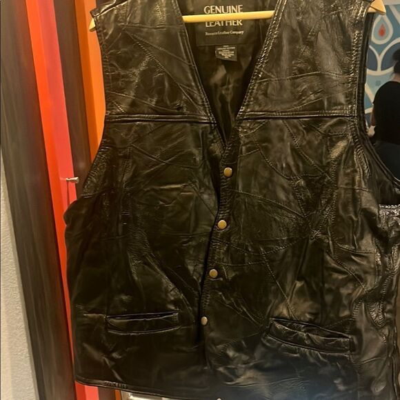 Genuine Leather Black Vest - Picture 1 of 6